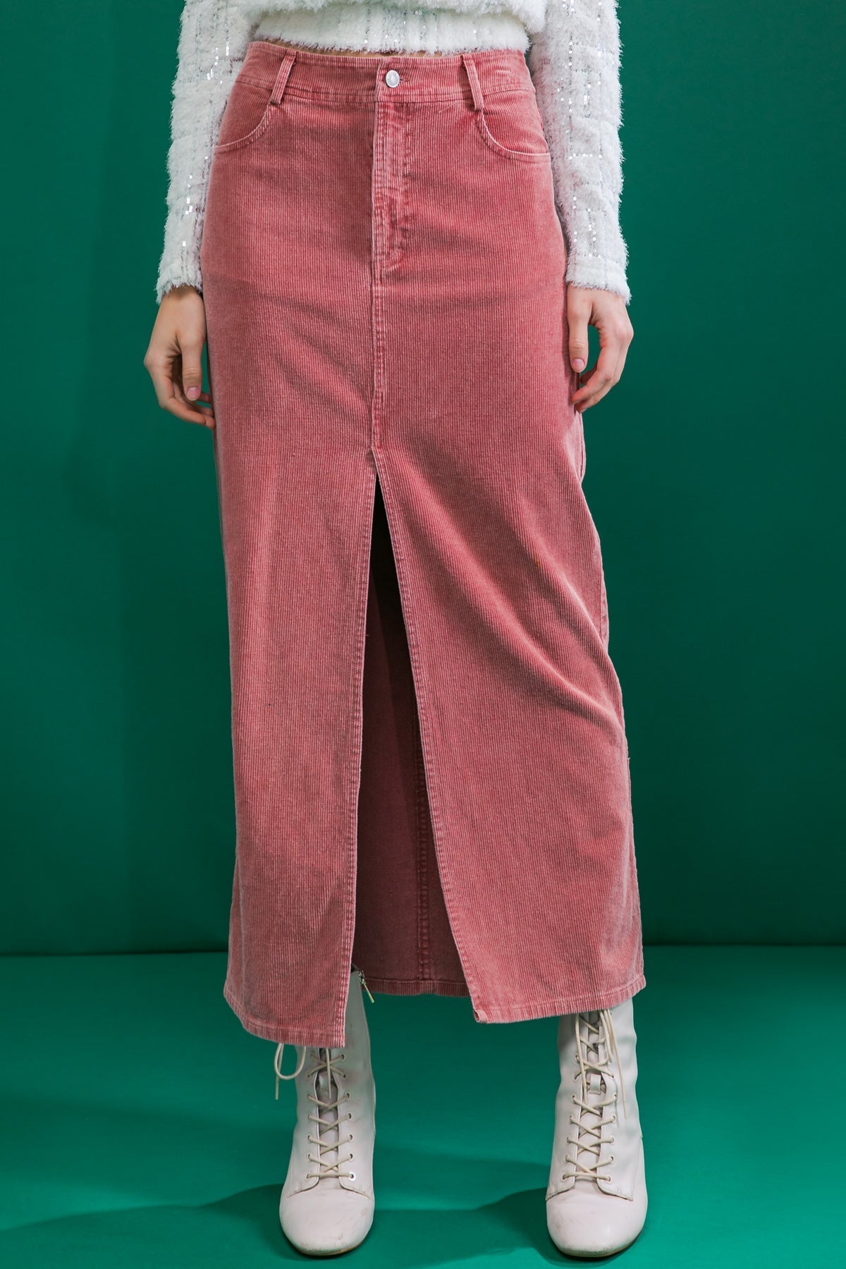 PERFECT PICK CORDUROY MIDI SKIRT Flying Tomato
